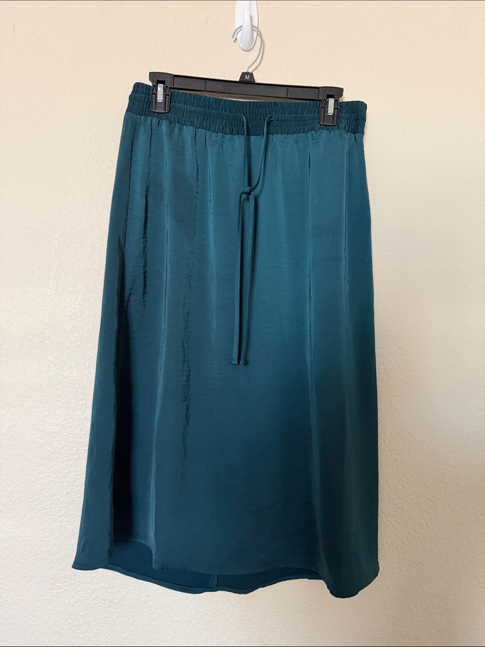 a new day Teal Drawstring Midi Skirt